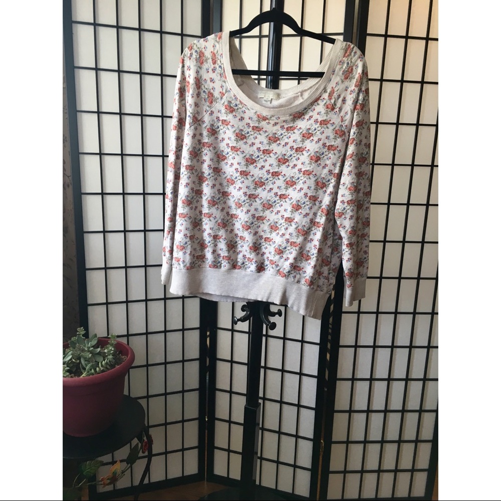 F21+ Floral Boat Neck Sweater